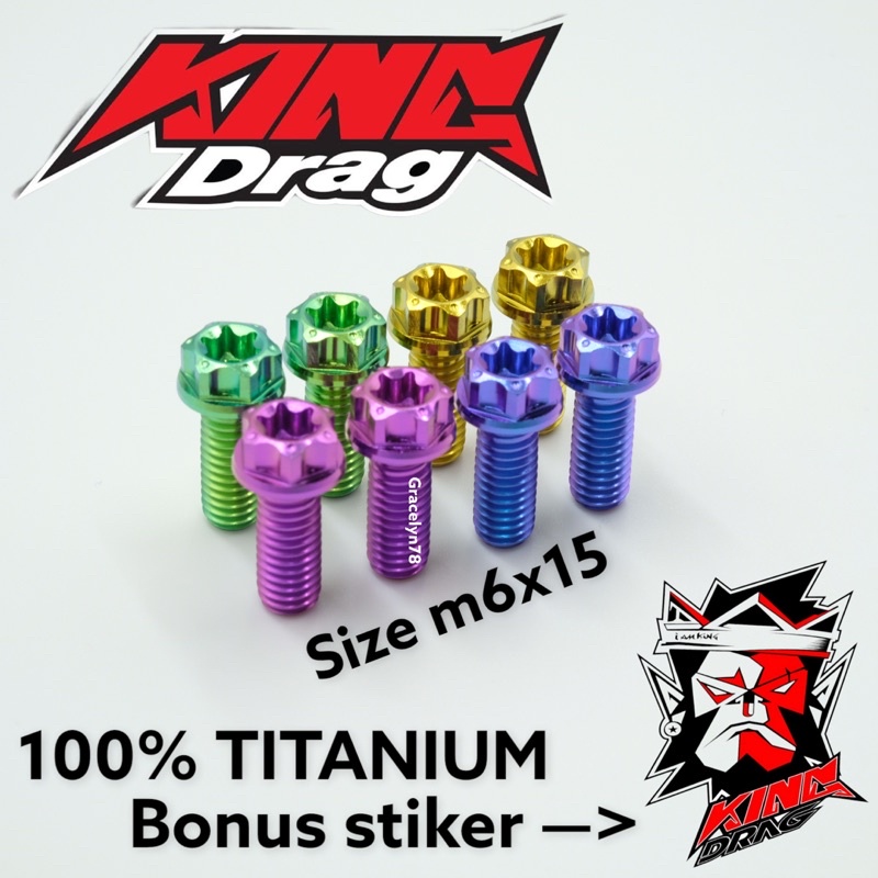 baut TITANIUM m6x15 6x15 baut drat 10 panjang 1,5 cm ORIGINAL KING DRAG BOLT