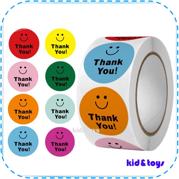 

1 Roll Isi 500 Stiker Label Stiker Thank You Stiker Emoticon Imo Sticker Hias