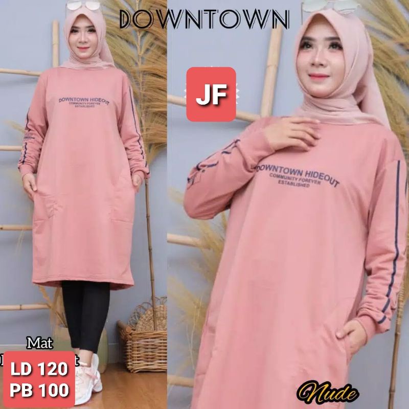 JF Tunik Kaos Wanita Lengan Panjang Jumbo Dewasa Babyterry Terbaru Kekinian Xxl Wanita Muslimah Terbaru DOWNTOWN LD 120 PB 100