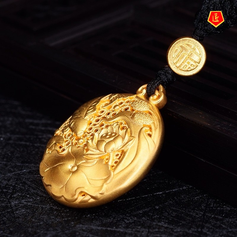 [Ready Stock]Gold Lotus Pendant Temperament Elegant and Exquisite