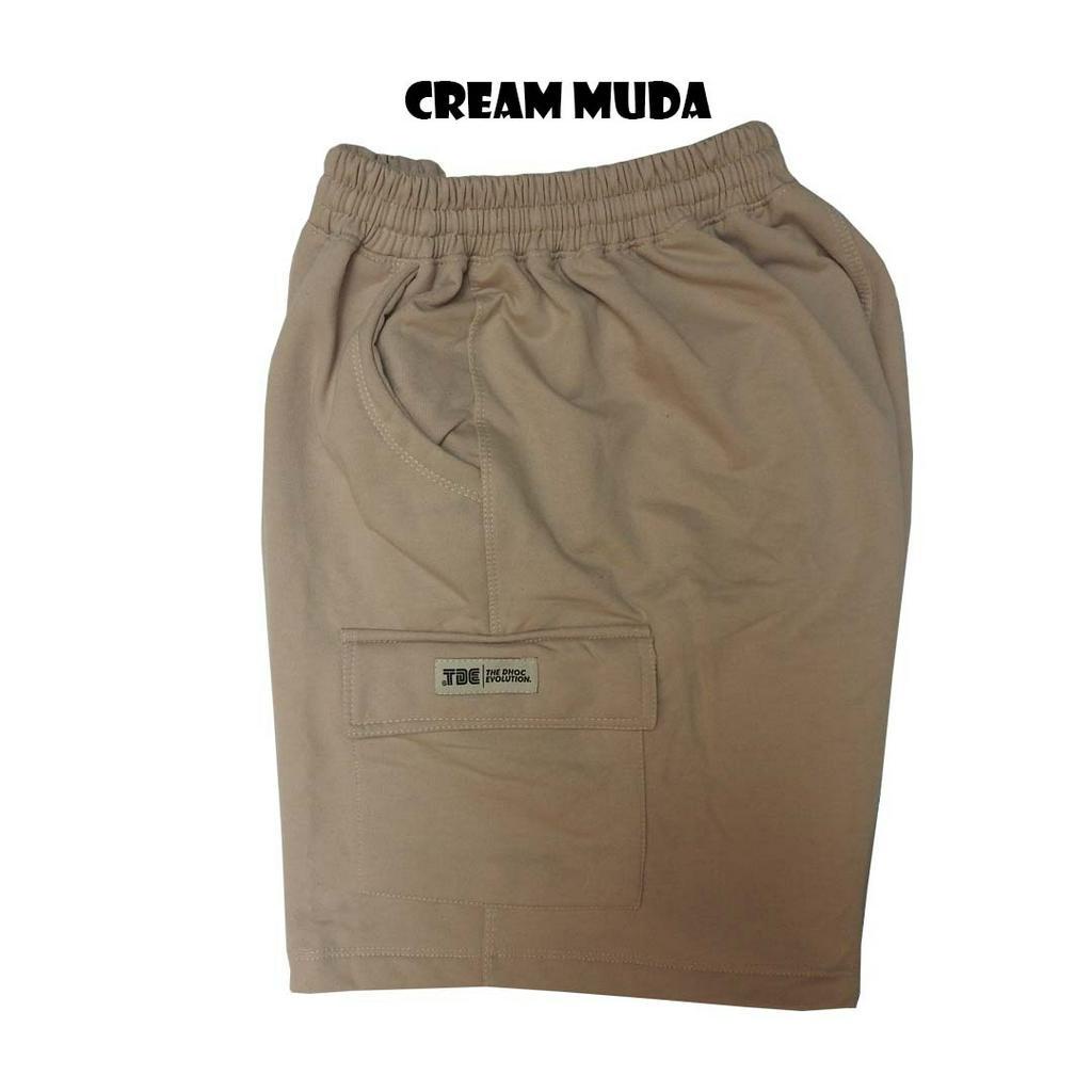 TDE/SHORT CARGO/CELANA PENDEK/UNISEX/PRIA/WANITA/CARGO/CREAM MUDA