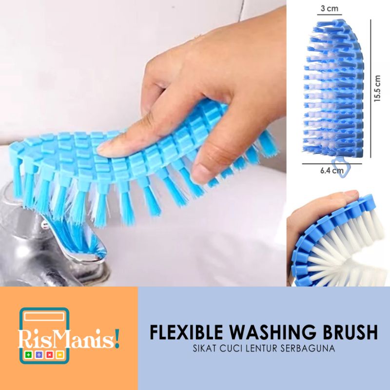 FLEXIBLE WASHING BRUSH - Sikat Cuci Lentur Serbaguna Lengkungan Wastafel Dapur Toilet WC Bulu Halus