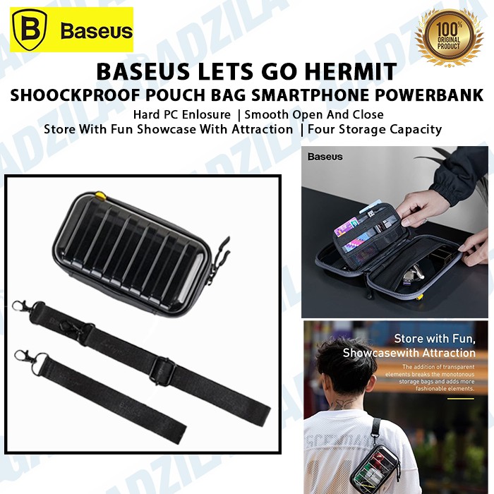 BASEUS LETS GO HERMIT SHOOCKPROOF POUCH BAG TAS SMARTPHONE POWERBANK