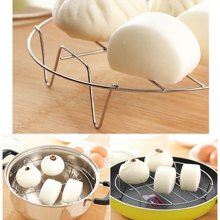 TATAKAN KUKUS PANCI STAINLESS BULAT TATAKAN KUKUSAN BULAT KECIL TATAKAN KUKUSAN STAINLESS