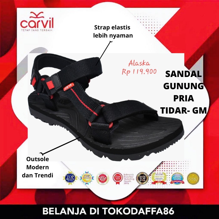 SEPATU SANDAL GUNUNG PRIA CARVIL ALASKA-GM BLACK RED MODEL TERBARU BEST PRODUK