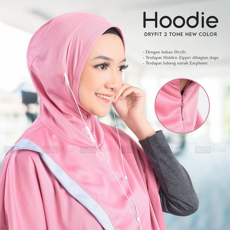 Hoodie Dryfit 2tone with Earphone Hole