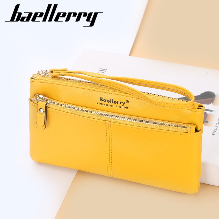 BAELLERRY Dompet Wanita Panjang Clutch Dompet Handphone Kulit PU BLY52