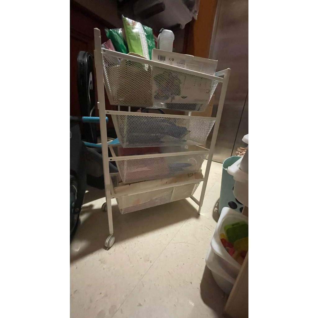 Rak susun trolley besi roda Ikea 4 susun