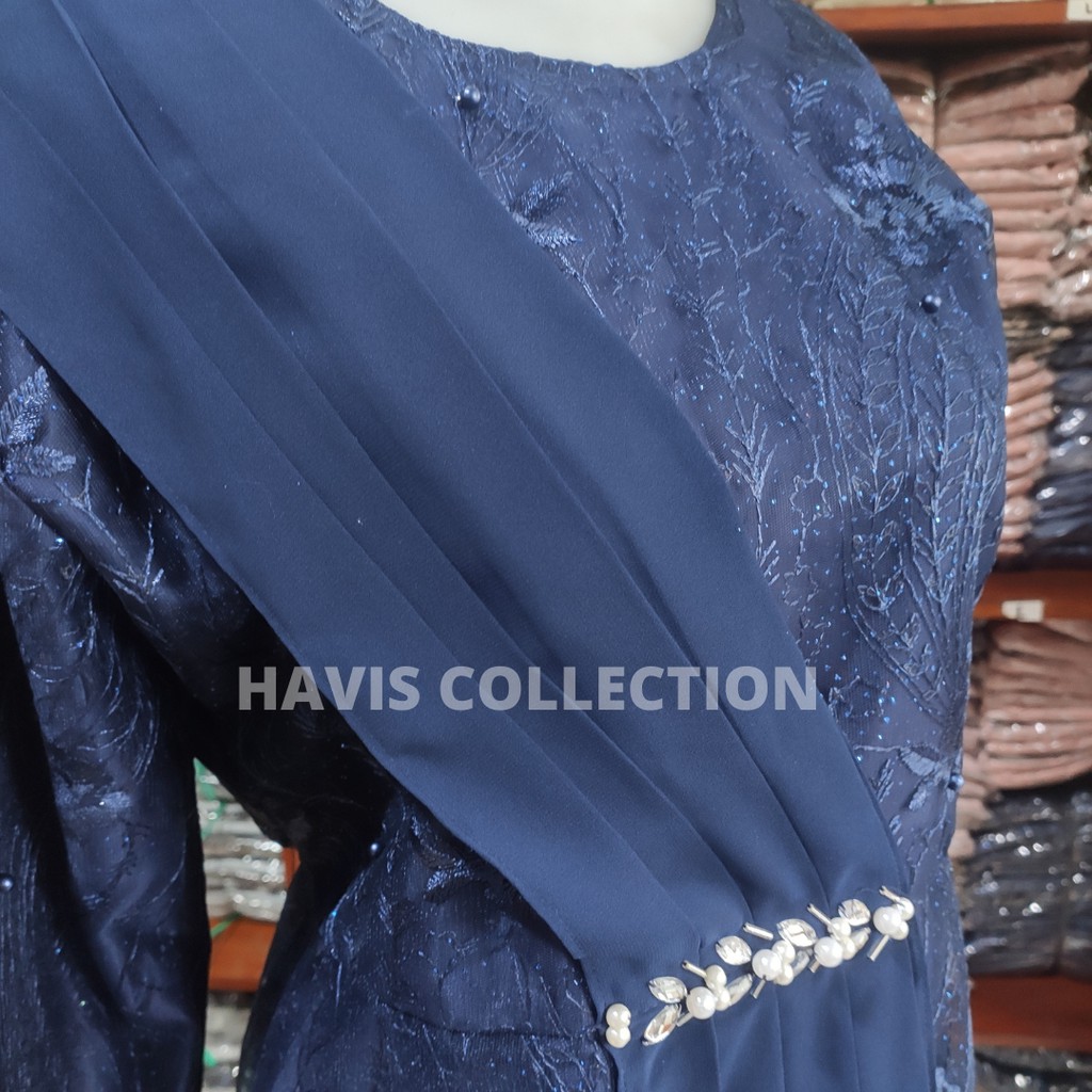 Batik Brokat Kebaya Couple Jumbo Modern, Kebaya Tunangan Sarimbit Kondangan, Kebaya Wisuda Amalia-Kebaya+Rok (Navy)