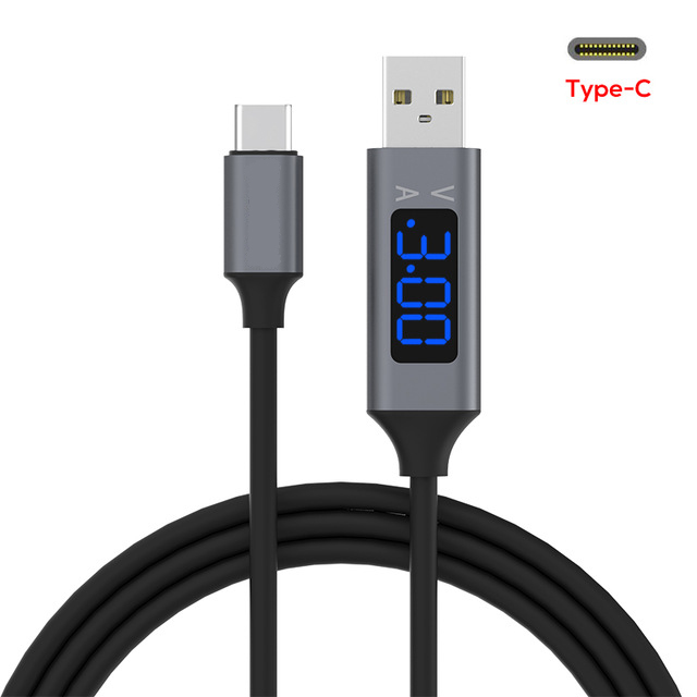 TOPK Kabel Charger USB Type C TPE 3A 1 Meter w Voltage Meter HTM