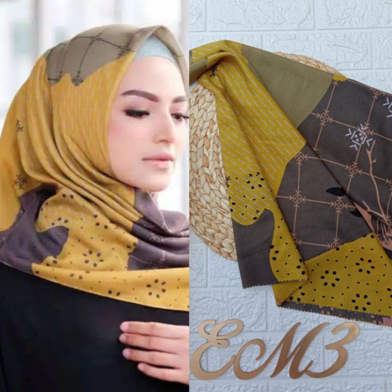 Em3 Scarf | HIJAB SEGIEMPAT LASERCUT VOAL MOTIF DEENAY MYLADY PULAU KUNING CANTIK