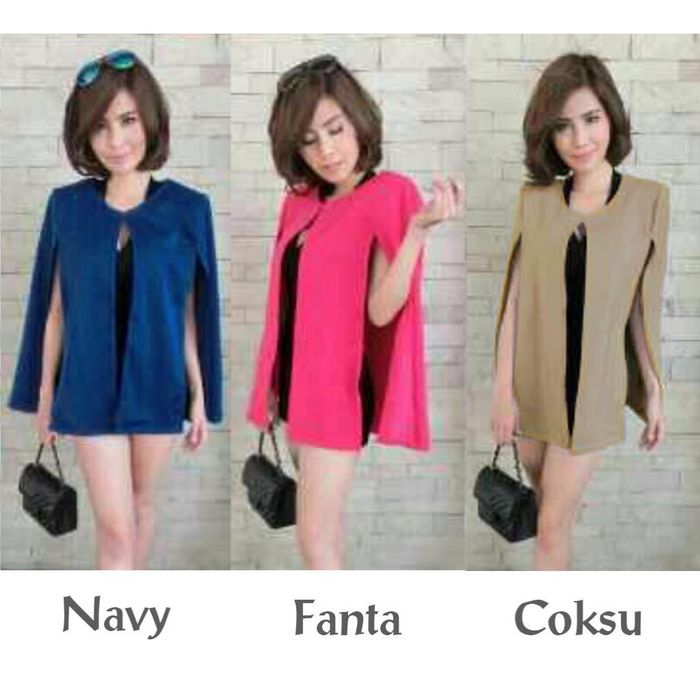 [cardi cape Yuriko FT]cardigan wanita semi wedges Varian warna - pink fanta