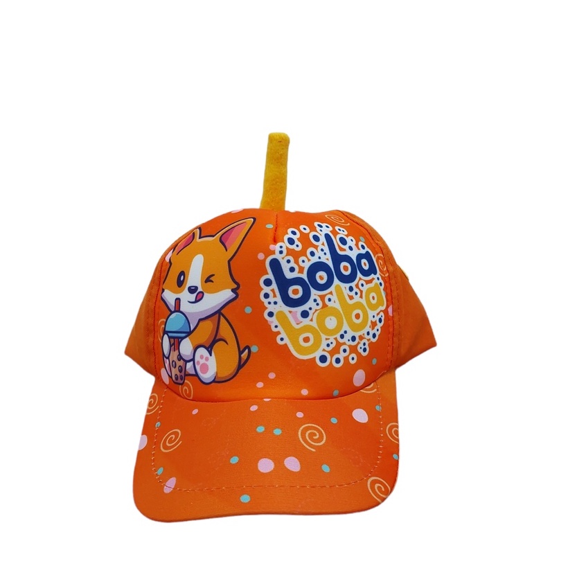 Topi Anak Boba / Topi Print Depan Boba Anak Usia 1-8 Tahun Laki Perempuan Trucker Hat