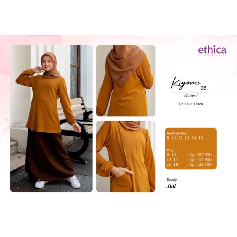 Setelan Kiyomi 06 Naroon by Ethica|Setelan Rok Renaja|Setelan Teen|Baju Setelan Muslimah|Atasan Set 