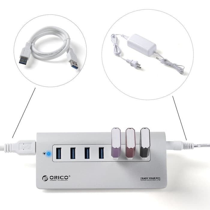 ORICO M3H7 Aluminum Alloy 7 Port USB3.0 HUB with 30W Power Adapter