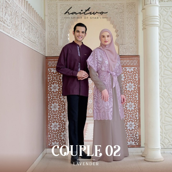 Haitwo Couple 002 Koko Adnan Sarimbit Couple Lengan Panjang Baju Muslim Model Terbaru