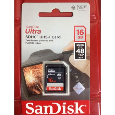 SD Card SDHC Sandisk Ultra Class 10 16GB 40 Mbs Memory