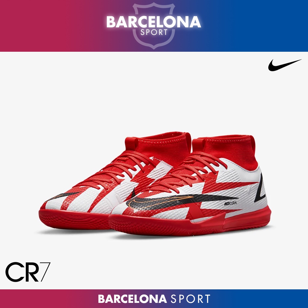 CRISTIANO RONALDO Jr Nike Mercurial Superfly 8 Academy CR7 IC Chile Red/Black/White - Sepatu Futsal 