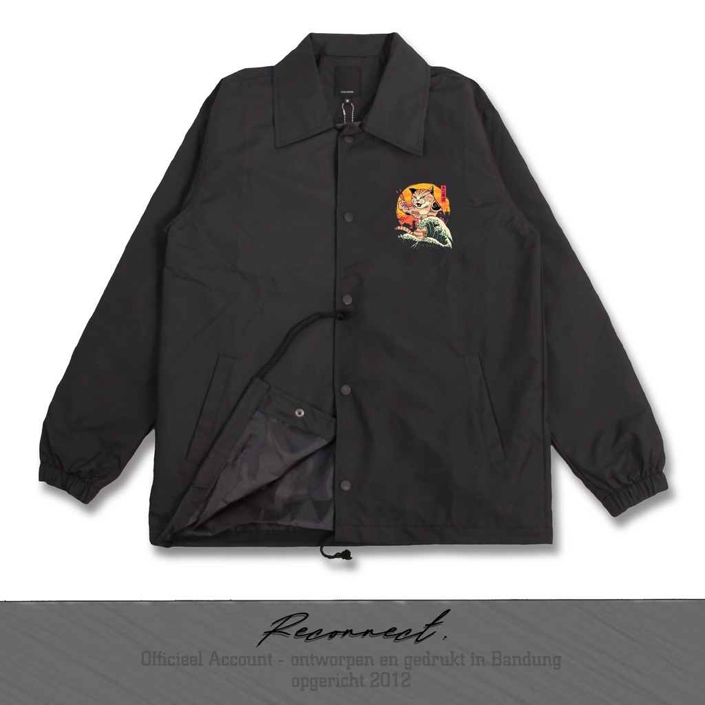 Reconnect Coach Jacket Japanese Catana - Samurai Cat Japan - Unisex