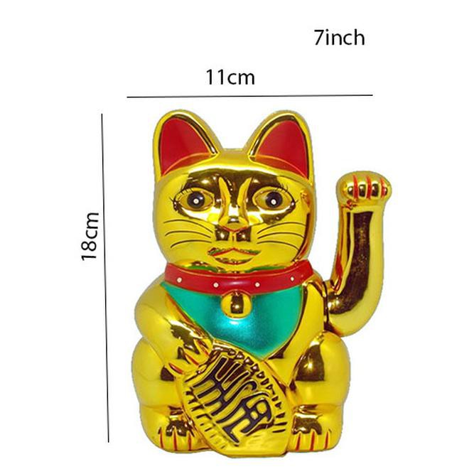 ♤DZ3444☼ Maneki Neko Sempoa | Kucing Keberuntungan Kucing Pemanggil Uang 16cm