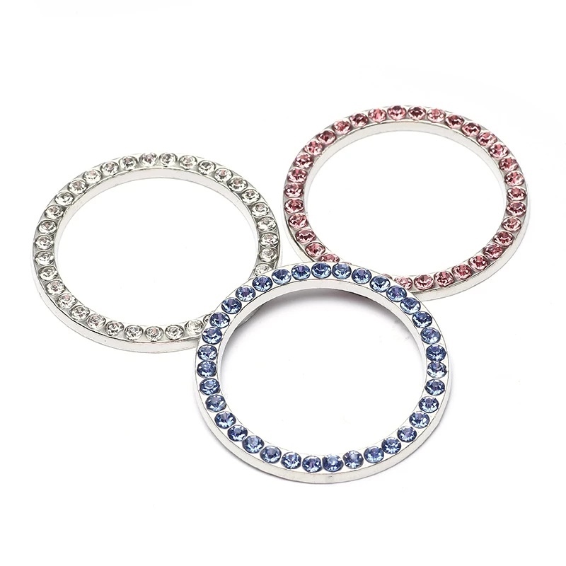 [1Pcs Car One-button Start Decorative Ring Diamond-encrusted Crystal Ring] [Car Start Ring Stop Engine Ignition Push Button Decoration Rhinestone Crystal Ring]