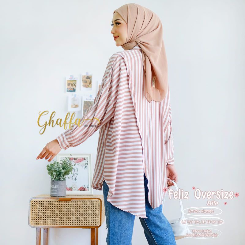 FELIZ OVERSIZE BY GHAFFA THE LABEL (BLOUSE MOTIF SALUR) Oversize salur rekomended