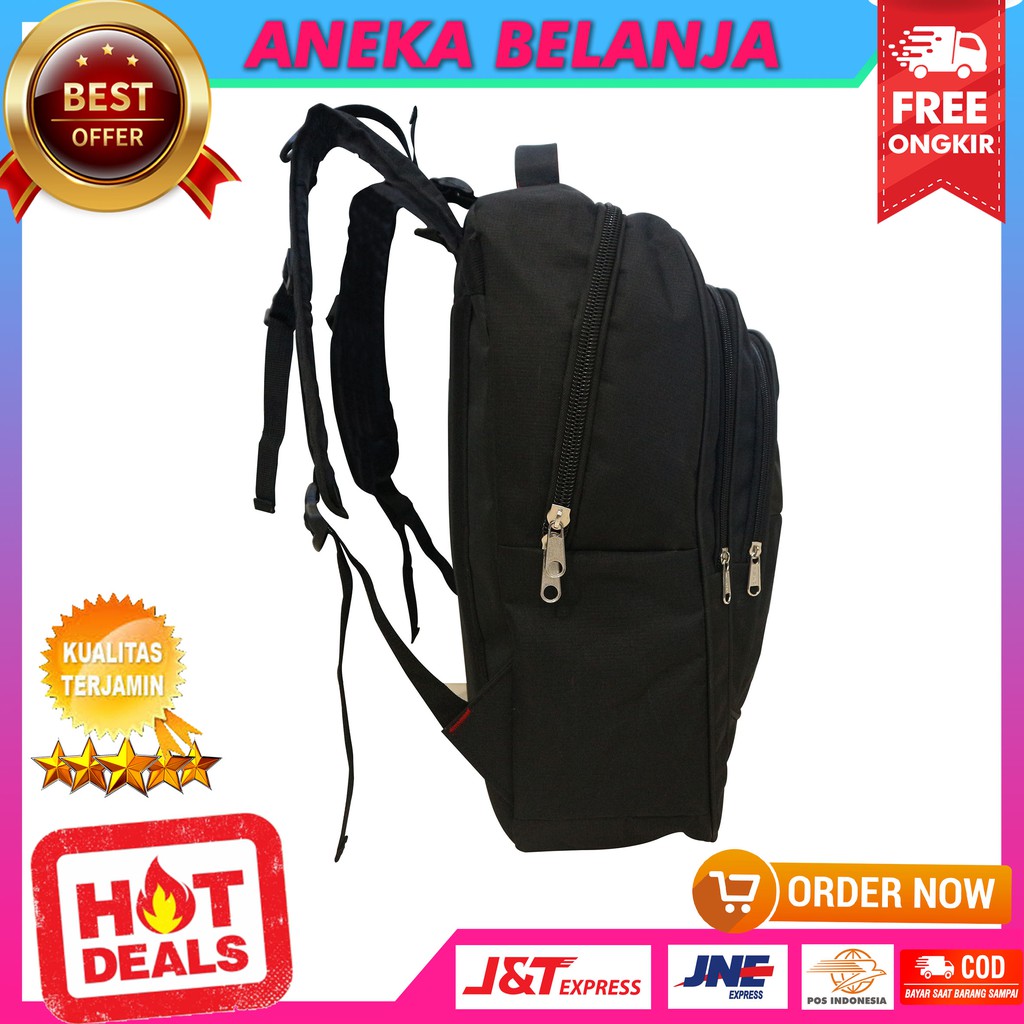 New Arrival Tas Punggung Polo Resleting Atas Elite Hitam Khusus Cowok Tas Sekolah Kuliah Fashionable