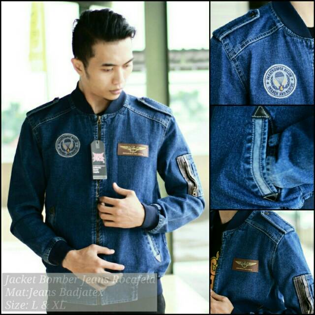 JAKET BOMBER JEANS PRIA / JAKET JEANS PRIA BOMBER