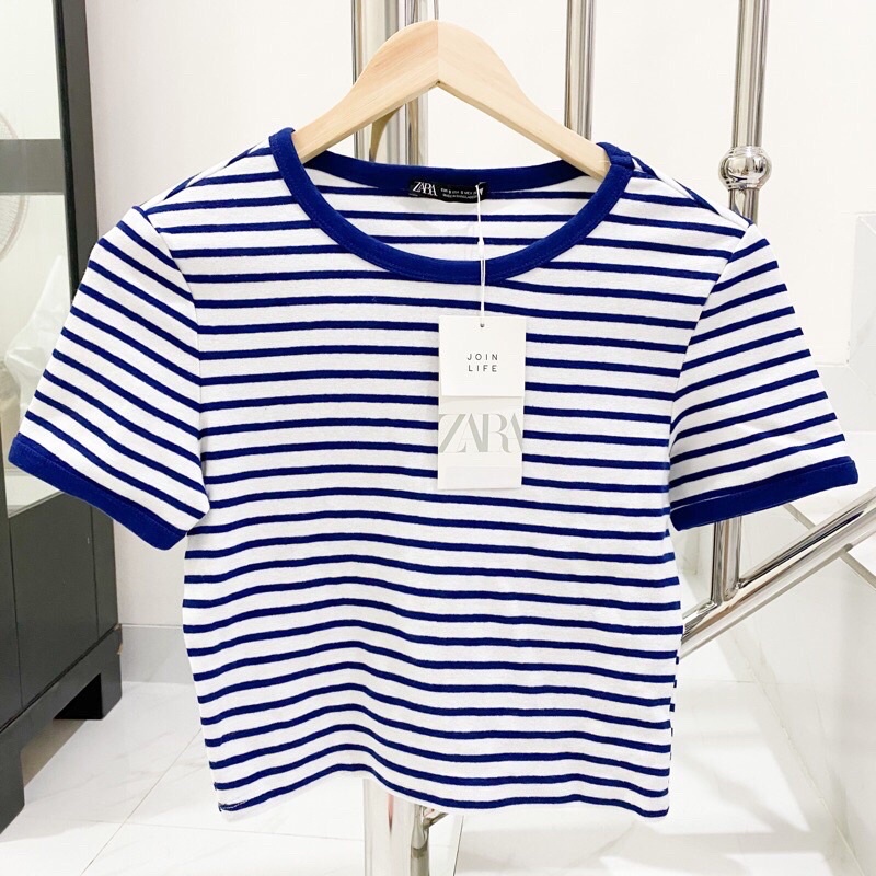 zara stripe crop shirt