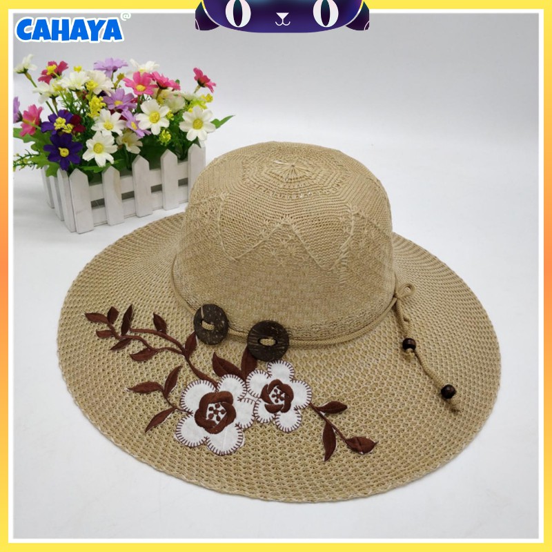 Topi Pantai Motif Bunga Matahari T9