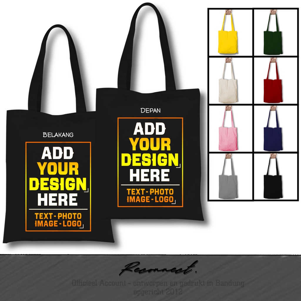 Reconnect TOTEBAG Custom Gambar / Custom Logo / Custom Foto - Dua Sisi - BANDUNG