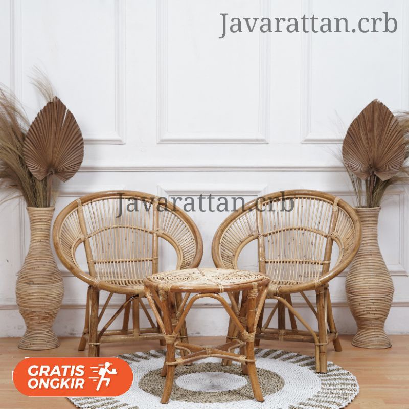 Kursi Teras Set 2 Kursi 1 Meja / Kursi Teras Rotan 1 set Minimalis