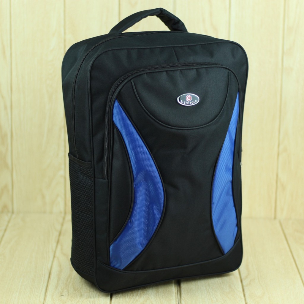 Tas Punggung Cowok Pria Elite Polo Variasi Biru Bahan Tebal Berkualitas Back Pack Sekolah Kuliah