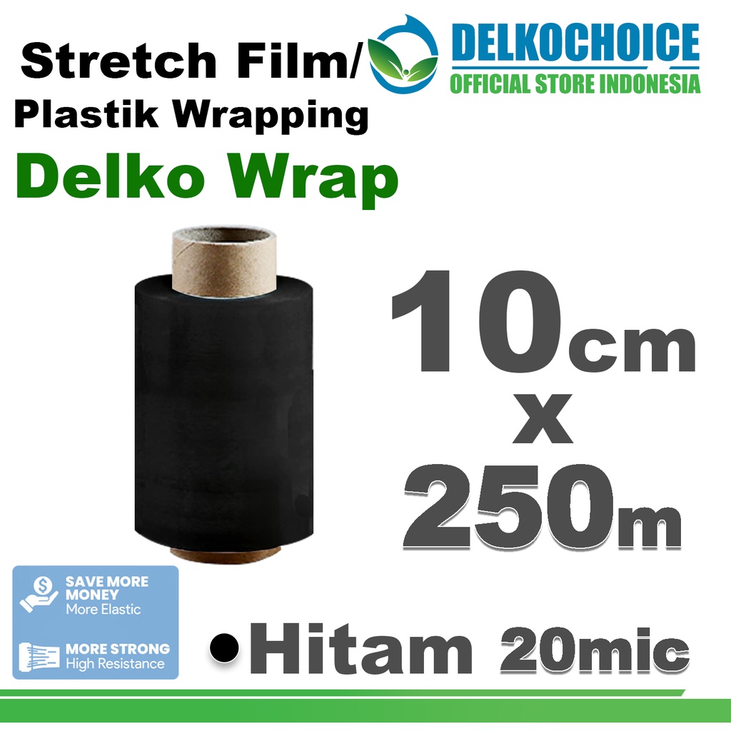 

Plastik Wraping Stretch Film HITAM 10cm x 250m Pembungkus DELKOWRAP PREMIUM / SATUAN