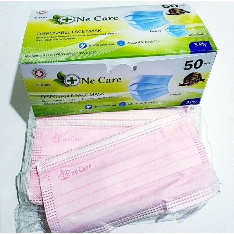 EARLOOP PUTIH ADA EMBOS OC 1BOX 50PCS / MASKER ONECARE