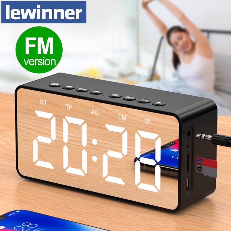 AEC Lewinner Jam Alarm Clock with Bluetooth Speaker TF AUX FM Radio  - Black