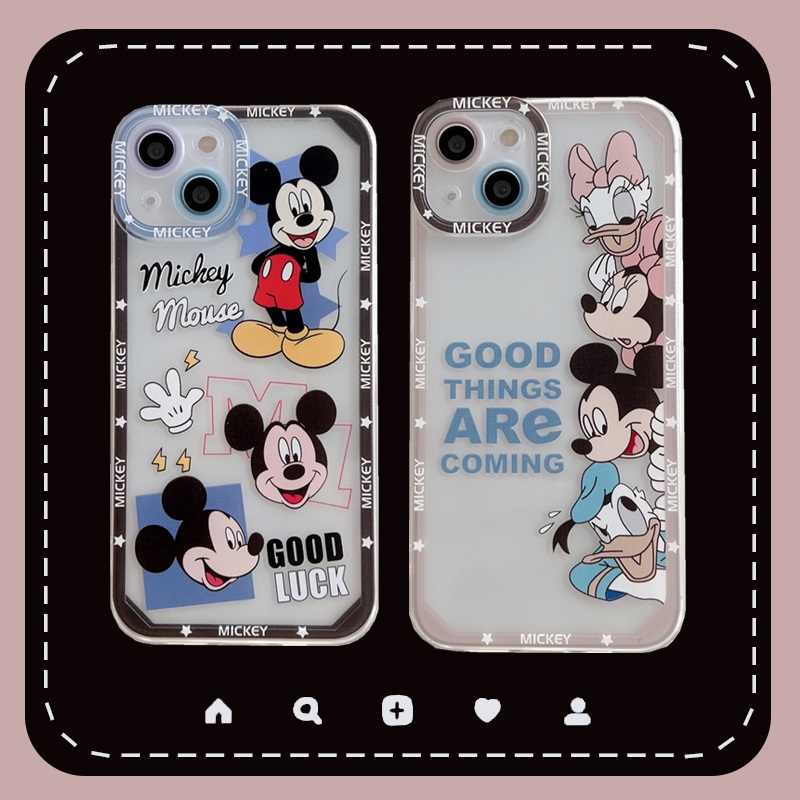 Soft Case Pelindung Transparan Motif Kartun Mickey Donald Duck Anti Jatuh Untuk iPhone 13 12 Pro MAX 11 X XR XS MAX 7 8 Plus