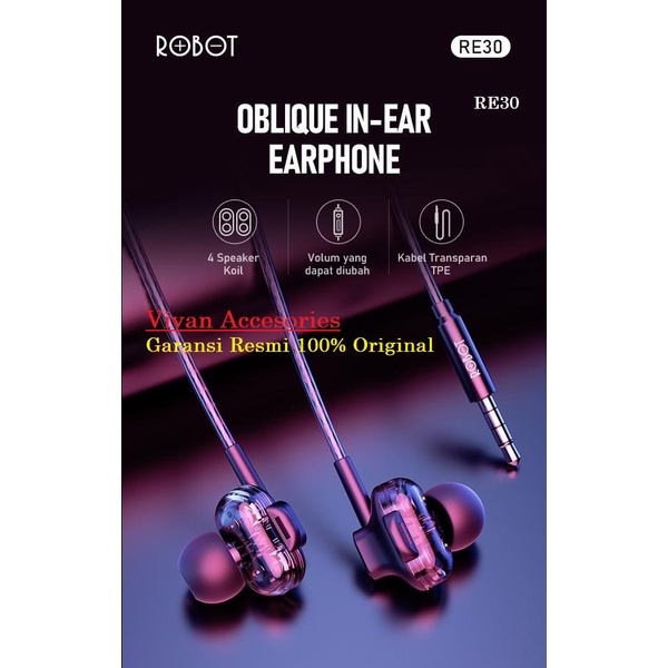 Robot RE30 In-Ear Earphone Wired Headset Dual Speaker