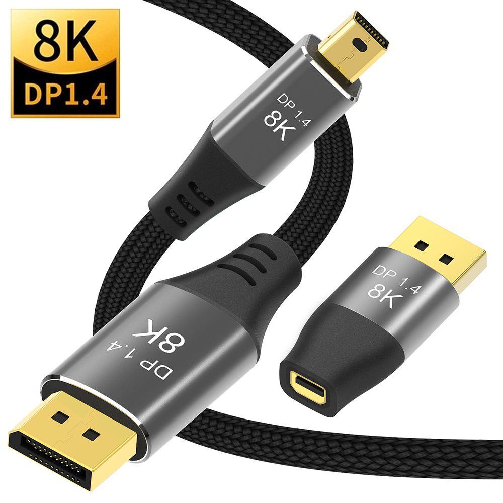 Preva Mini DP to DP Kabel Proyektor MDP to DP Transmisi Dua Arah 8K @ 60Hz 4K @ 144Hz