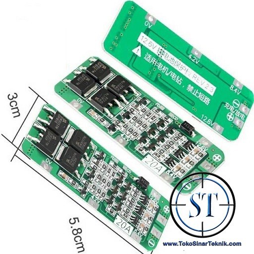 3S Module Charger Battery Lithium 18650 12.6V 20A BMS Protection Board Modul Batterai Battre Case Cas 20 Amper