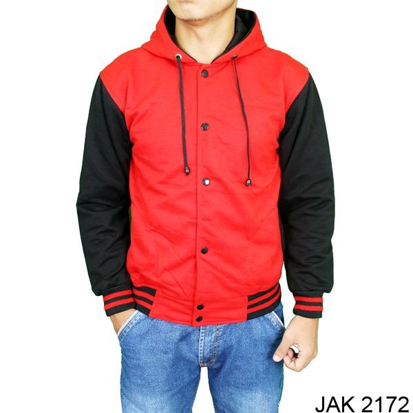 Men’s Outerwear Jackets Baseball Fleece Merah – JAK 2172