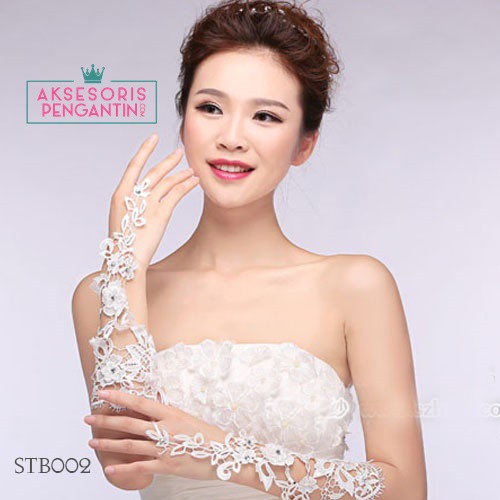 [READY STOCK] AKSESORIS WEDDING SARUNG TANGAN PENGANTIN LACE FINGERLESS PUTIH STB002