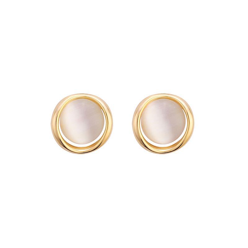 Anting Tusuk Sterling Silver 925 Desain Segitiga+Bulat Hias Opal Gaya Simple Untuk Wanita