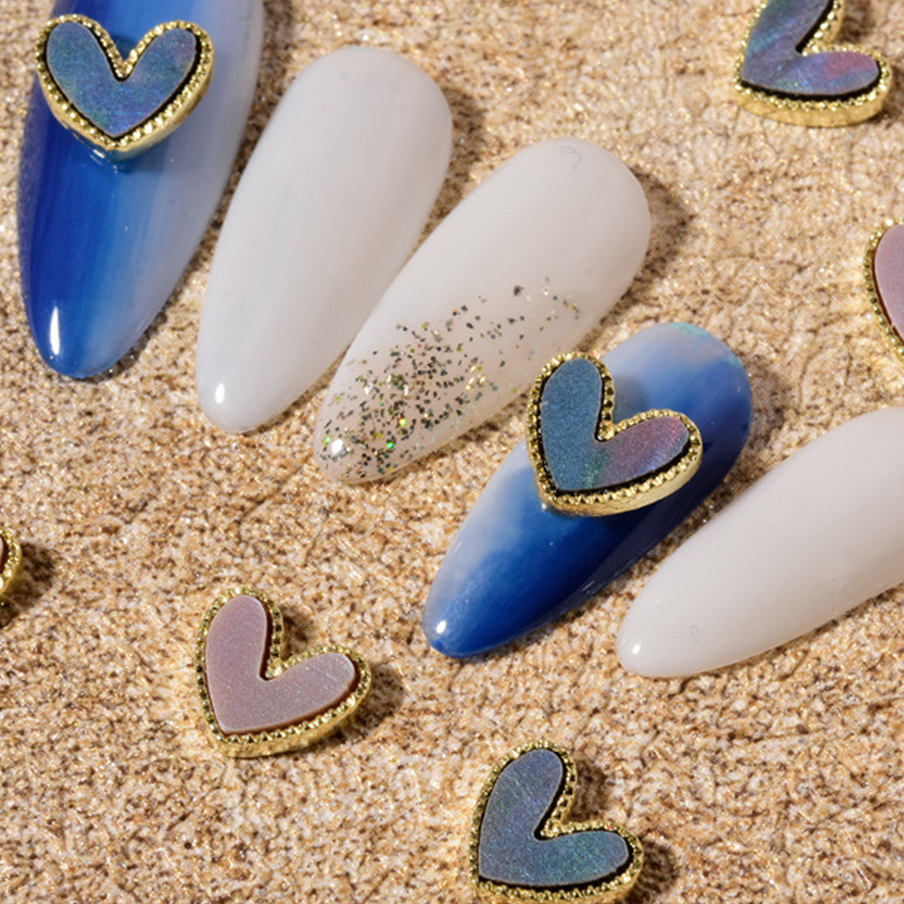 Mxbeauty 10pcs Ornamen Berlian Imitasi Bentuk Hati 3d Bahan Alloy Untuk Dekorasi Nail Art