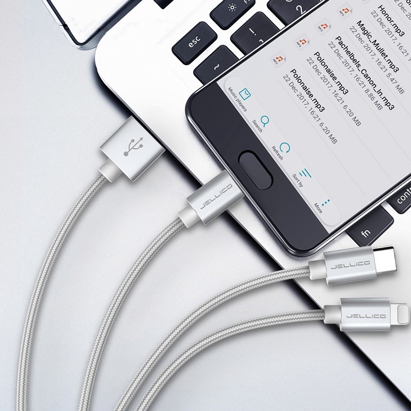 3 in 1 Kabel Charger USB 3.1A Tipe C Fast Charging Untuk iPhone / Android