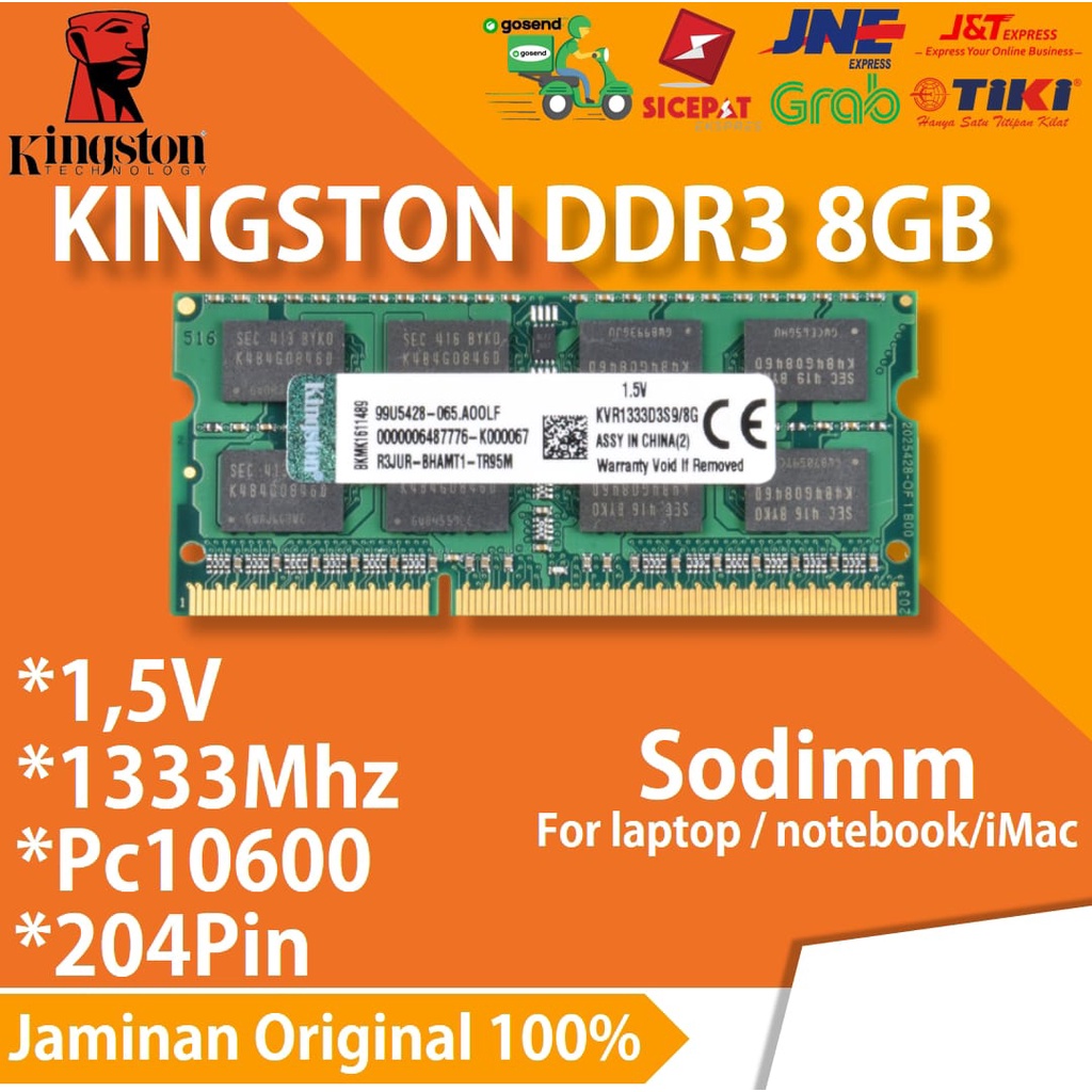 RAM 8GB DDR3 PC10600 1333MHz untuk laptop