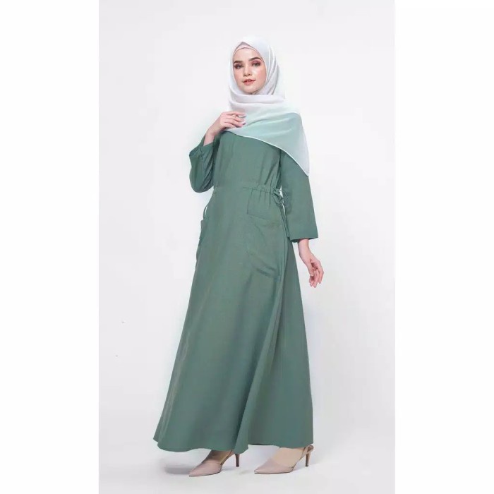PREMIUM TUFINE - GAMIS WANITA GAMIS KEKINIAN - LATIVA DRESS GREEN BEAN - S