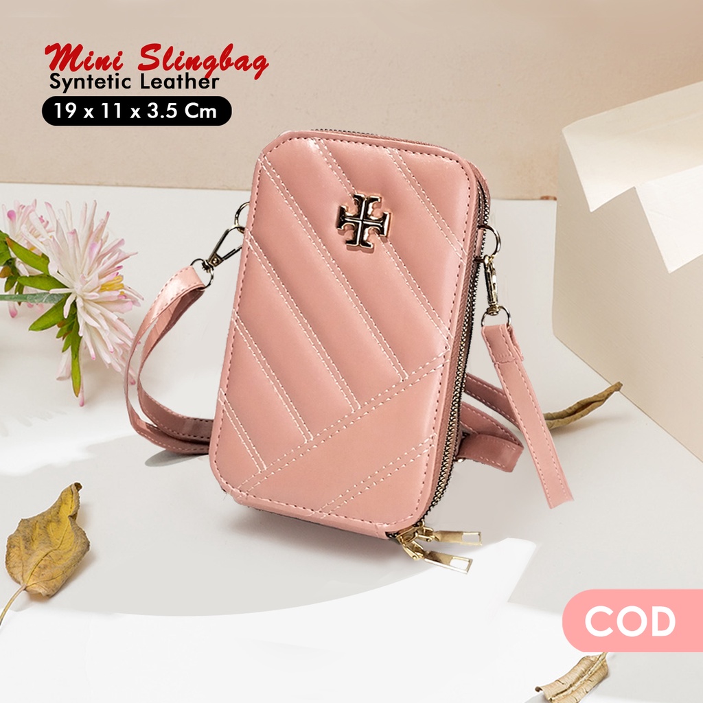 Tas Slempang hp wanita motif garis tas sling phone remaja dewasa simple modis kekinian sling phone kulit sintetis