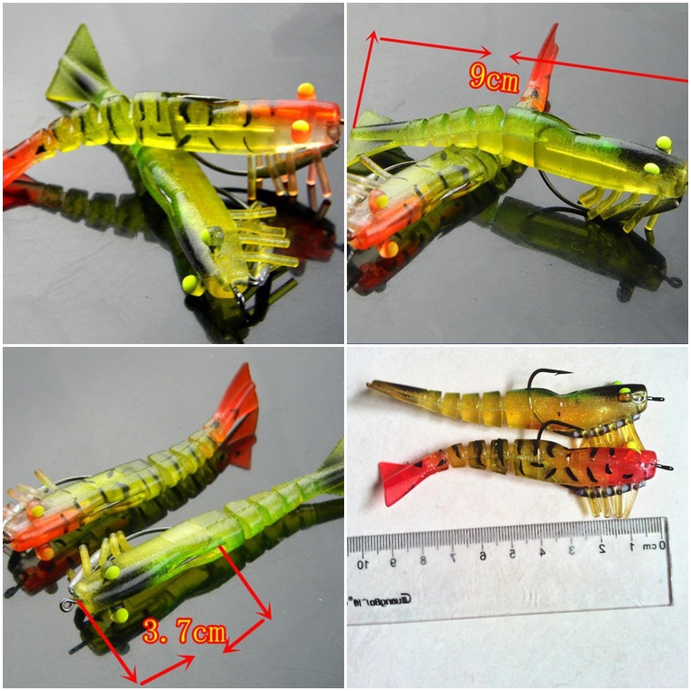 UMPAN CASTING SOFT LURE LIVE SHIRMP UDANG HIDUP 3D WITH WORM HOOK LUMINOUS