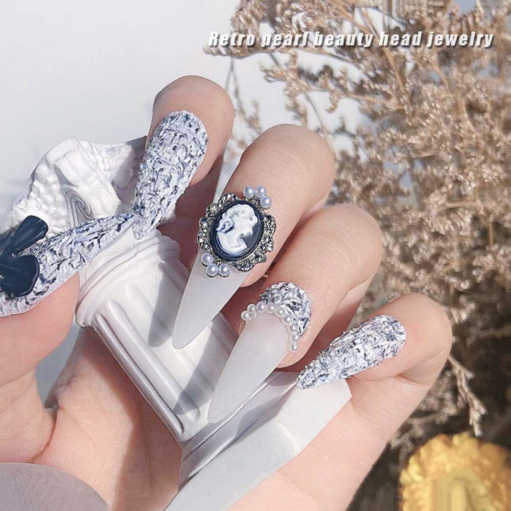 Mxbeauty Nail Art Berlian Imitasi Desain Jepang Baroque Abstrak Berlian Kecantikan Kepala Retro DIY Dekorasi Kuku